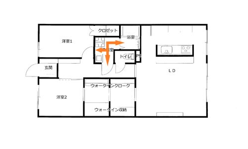 小倉北区T様邸リフォーム後洗面所動線説明
